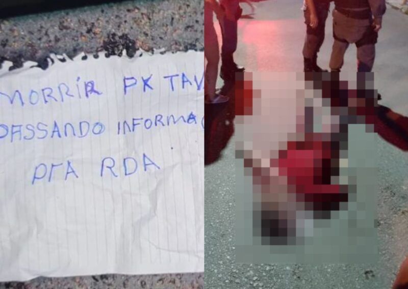 Criminosos deixam recado ao lado do corpo de vítima em Manaus: ‘passava informação’ 