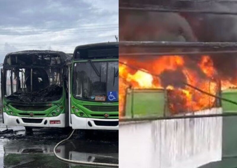 Incêndio atinge garagem de empresa de ônibus em Manaus; veja vídeo