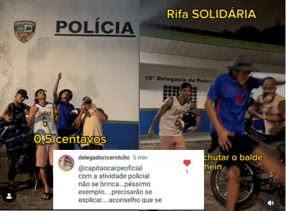 Blogueiros de Manaus debocham da polícia e fazem rifa na frente da delegacia