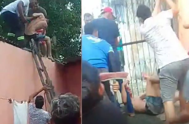 Vídeo: população espanca suspeito de roubo até ele apagar em Manaus