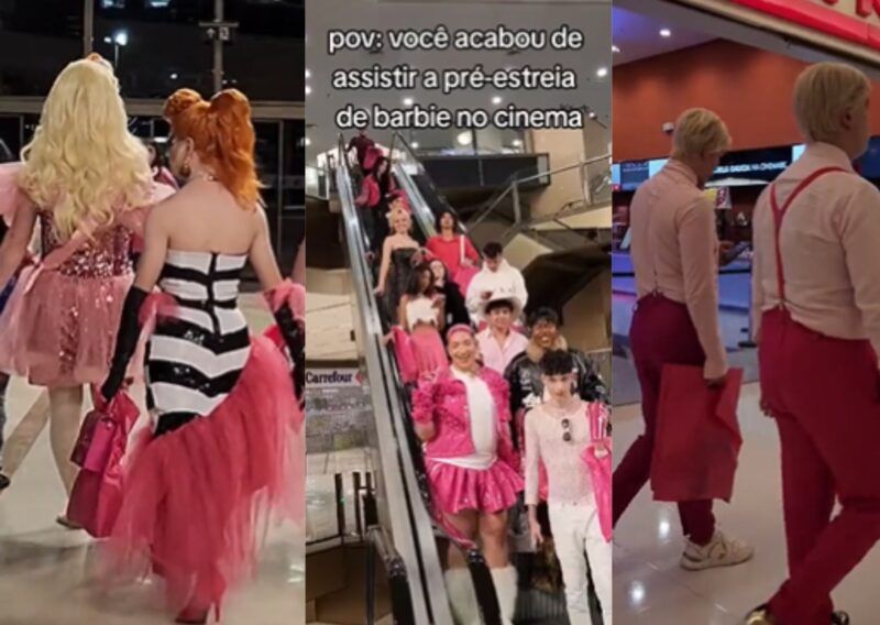 Vídeo: Fãs de Barbie ‘dominam’ shopping e exibem looks rosas em pré-estreia