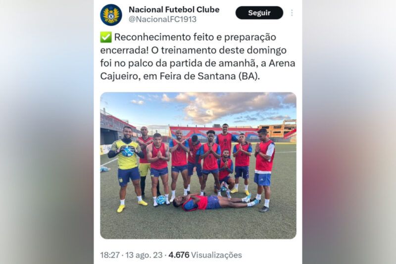 Nacional posta foto polêmica nas redes sociais e gera críticas ao clube