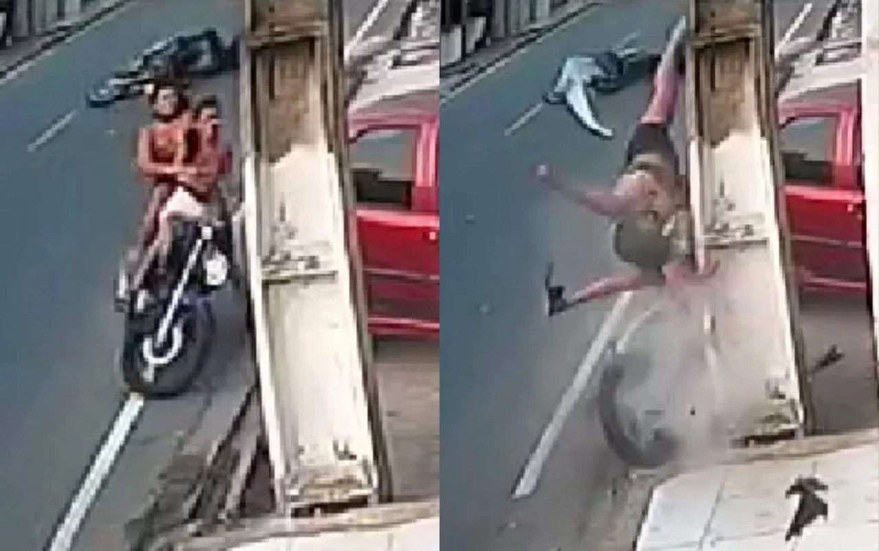 Mostra momento em que moto colide contra poste em acidente fatal em Parintins