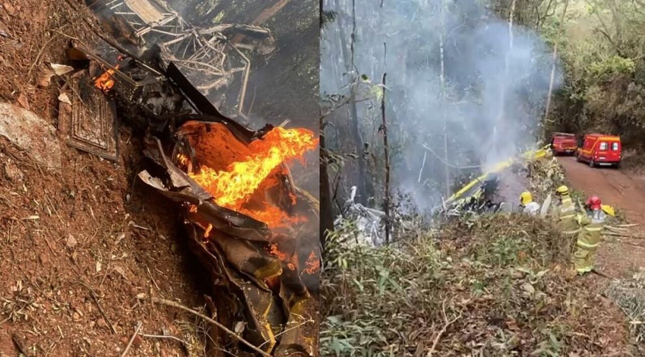 Helicóptero dos bombeiros cai em Minas Gerais e seis tripulante morrem