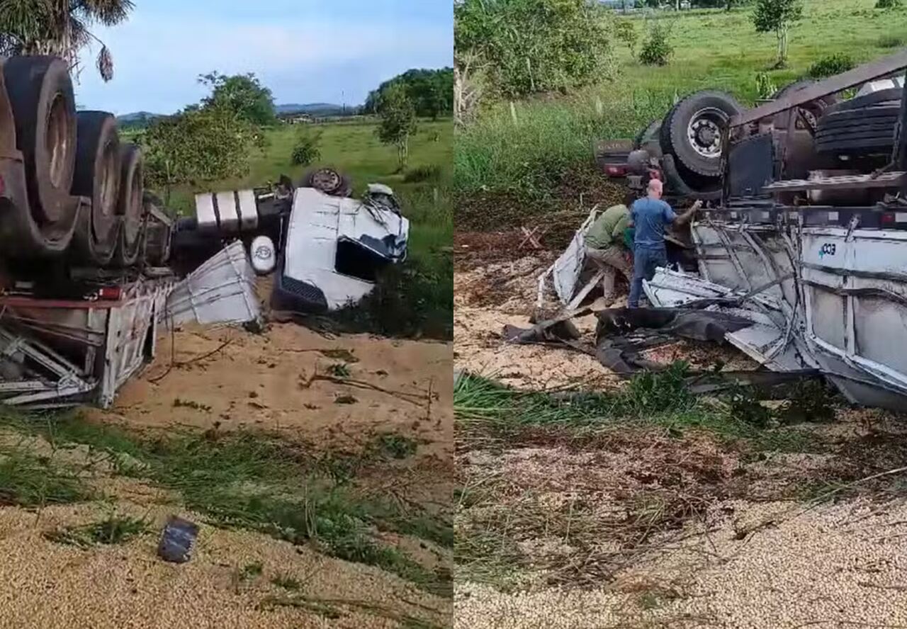 Mulher morre após colisão entre carreta e carro na BR-174