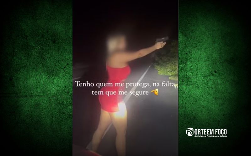 Vídeo mostra influenciadora realizando disparos de arma de fogo em estrada no Amazonas