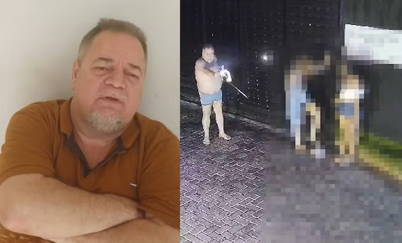 VÍDEO: só de cueca, ex-vereador atira contra mulher na saída de motel