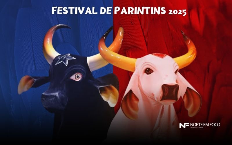 Garantido e Caprichoso se apresentaram durante o lançamento do 58º Festival de Parintins na Ilha Tupinambarana. — Foto: Canva- Norte em Foco Garantido abre e encerra o Festival de Parintins 2025; veja a ordem das três noites de apresentações