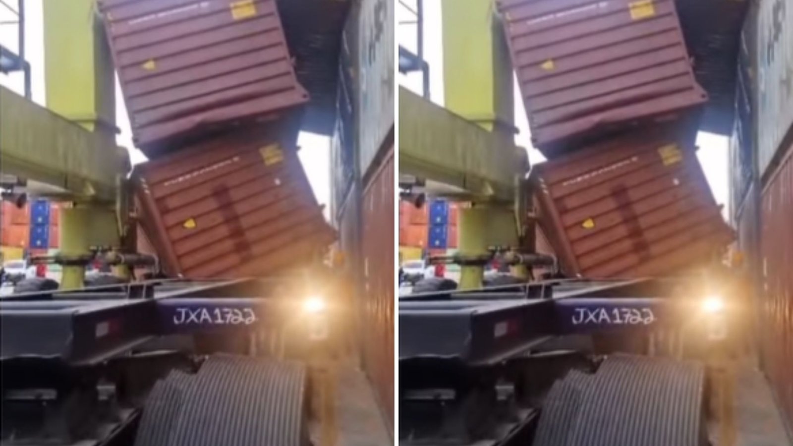Veja vídeo: Contêineres caem sobre carreta em porto de Manaus e motorista fica preso na cabine Veja vídeo: Contêineres caem sobre carreta em porto de Manaus e motorista fica preso na cabine