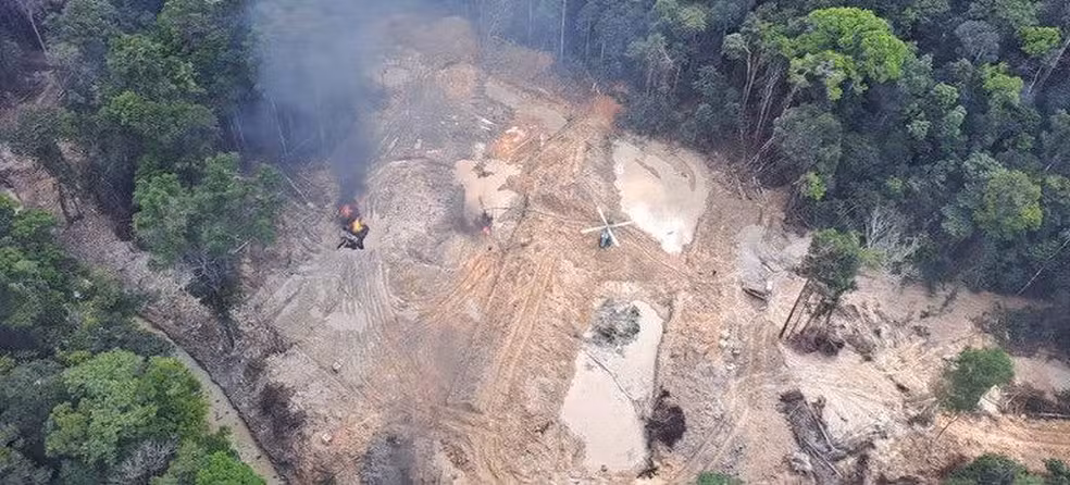 Garimpo estava localizado próximo ao município de Manicoré, no Sul do Amazonas. — Foto: Divulgação/Ibama Operação desmonta garimpo ilegal no interior do Amazonas