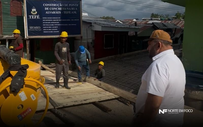 Após 40 anos de espera, Tefé inicia concretagem de ponte que liga os bairros Santo Antônio e Olaria