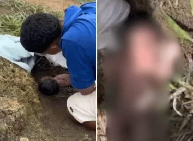 Bebê com cordão umbilical é encontrada suja de barro em área de mata