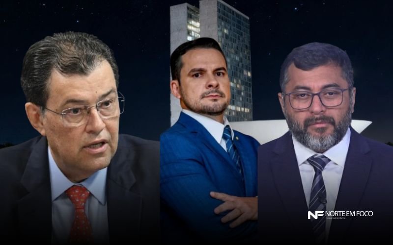 Senador tem 30% das intenções de voto, enquanto disputa pela segunda vaga se acirra entre Alberto Neto e Wilson Lima; governador tem maior rejeição - Foto: Canva / Rede social Braga dispara na liderança para o Senado; Wilson Lima encosta em Alberto Neto