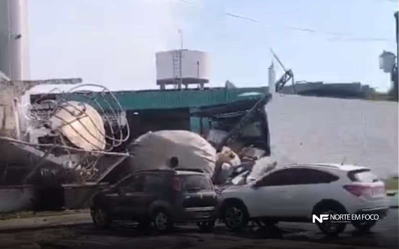 Caixa d’água desaba e causa destruição em estrutura de Fábrica na Zona oeste de Manaus