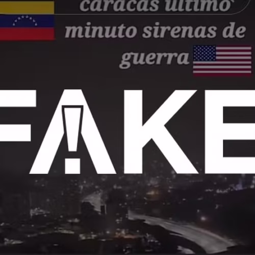 É #FAKE que vídeo mostre 'sirene de guerra' tocando atualmente em Caracas, na Venezuela