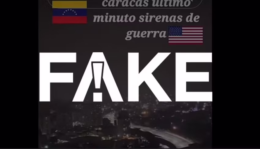 É #FAKE que vídeo mostre 'sirene de guerra' tocando atualmente em Caracas, na Venezuela