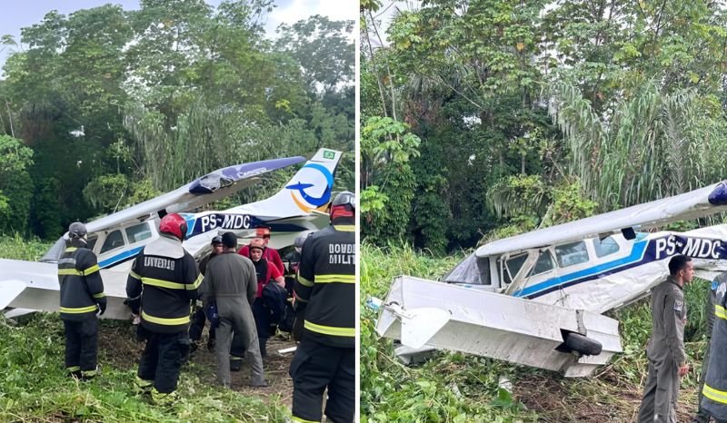 Aeronave sai da pista e para em área de mata no Aeroclube do Amazonas; acidente é o segundo em quatro dias