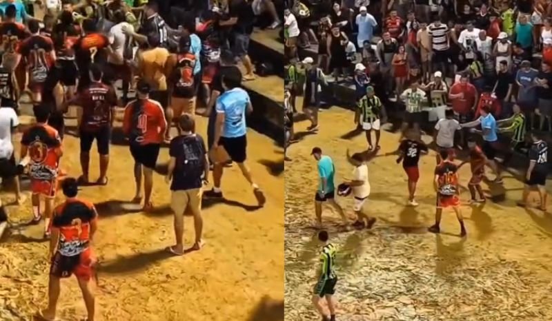 Confusão começou após reclamações contra arbitragem e envolveu atletas e torcedores Briga marca final de campeonato de futebol no bairro Redenção em Manaus