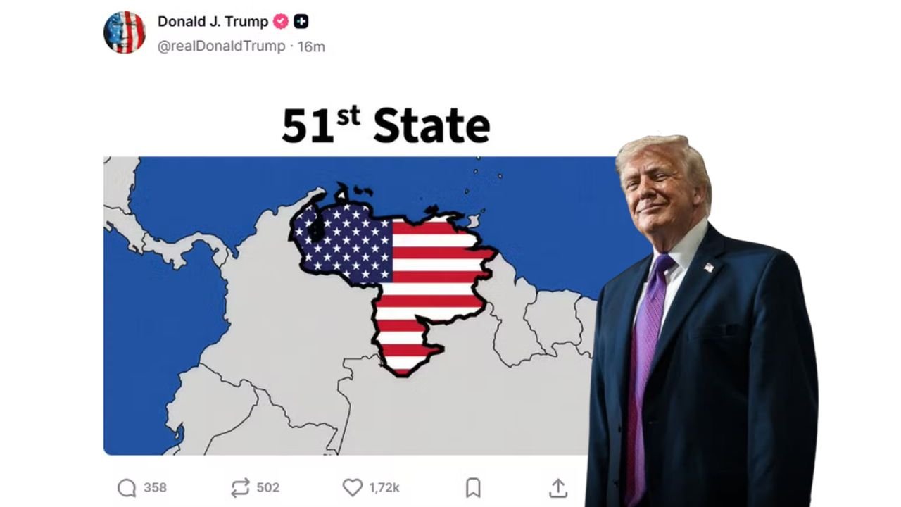 Donald Trump publica imagem da Venezuela como 51º estado dos EUA