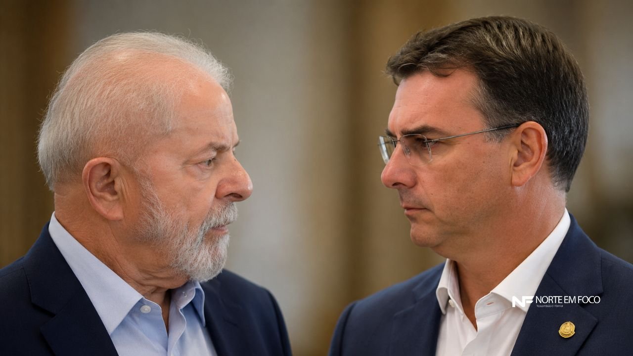 Na simulação de 1º turno, o atual presidente chega a 10 pontos de vantagem sobre o presidenciável do PL - Foto: Inteligência Artificial - Canva Quaest: Lula abre vantagem sobre Flávio Bolsonaro no segundo turno e mantém liderança no 1º turno
