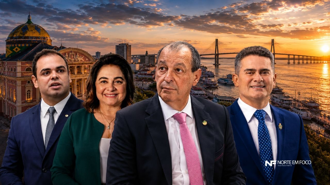 Força no interior amplia vantagem de Omar - Foto: Inteligência Artificial - Canva Pesquisa aponta Omar Aziz na liderança para o Governo do Amazonas; disputa pelo segundo turno segue acirrada