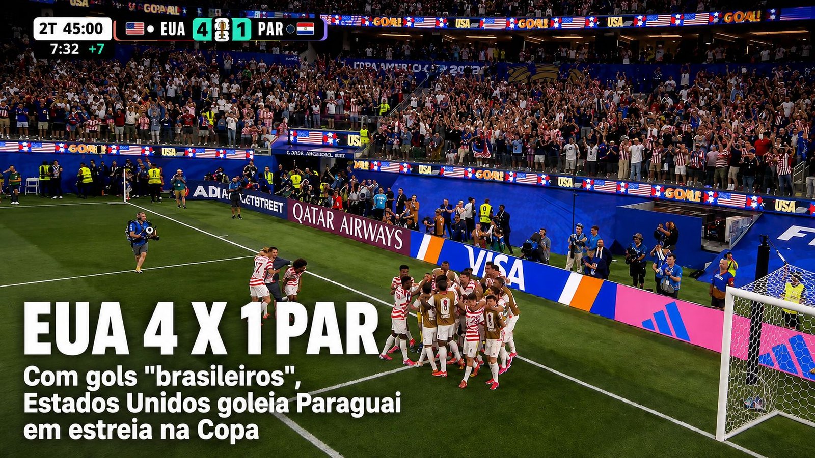 EUA dominam Paraguai com dois de artilheiro e gol de meia do Palmeiras