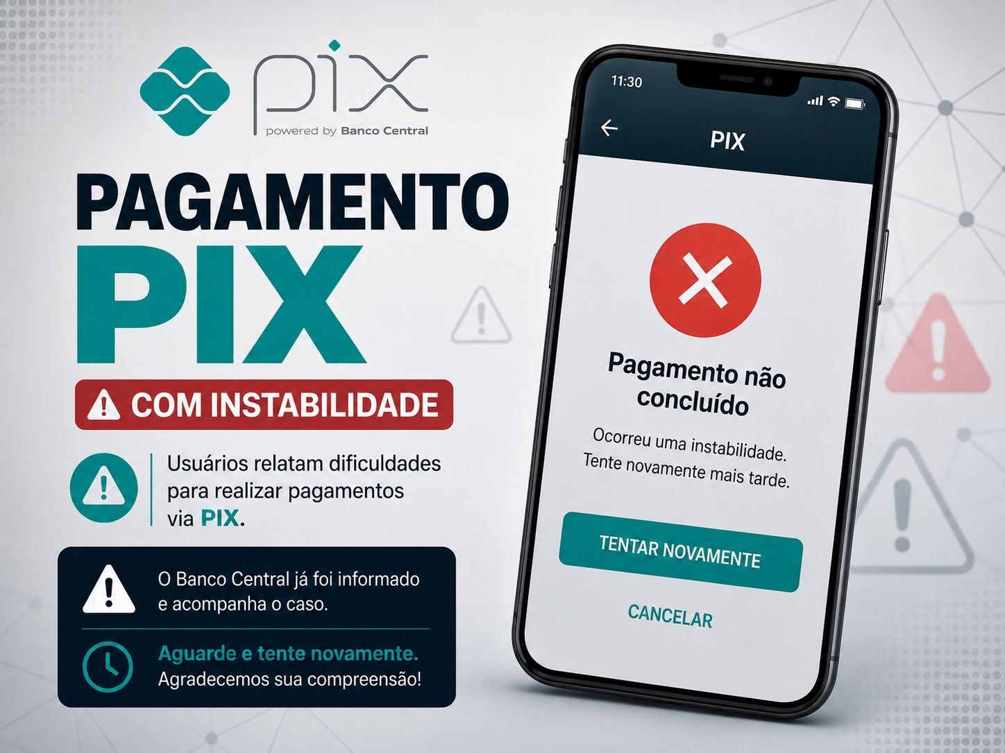 Pix enfrenta instabilidade na manhã deste domingo