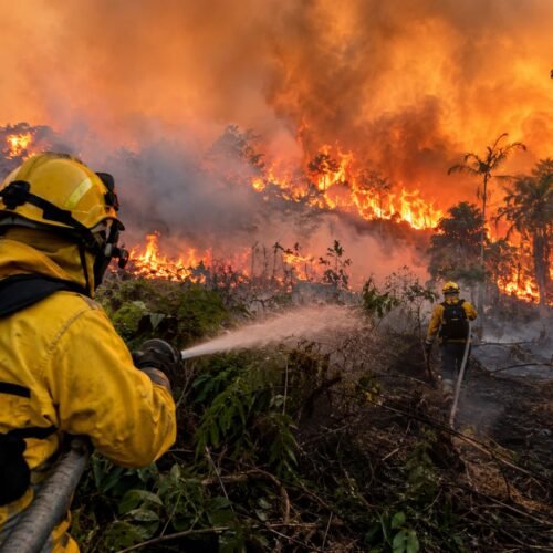 Incêndio avança em área de várzea em Itacoatiara e mobiliza bombeiros