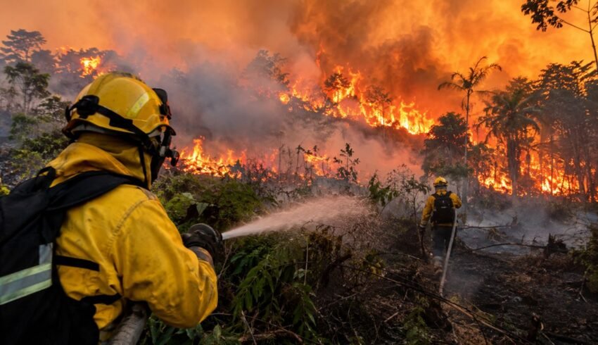 Incêndio avança em área de várzea em Itacoatiara e mobiliza bombeiros