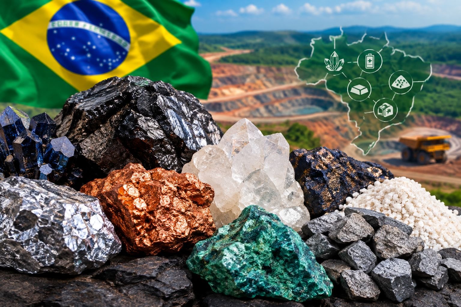 Brasil cria política para ampliar produção de minerais críticos - Foto: Canva, Chatgpt Brasil amplia estratégia para explorar e transformar minerais críticos